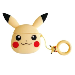 2019 cute Pikachu cartoon silicone airpods cases custom Protective Skin for earphone Apple Airpod Charging Case cover with strap