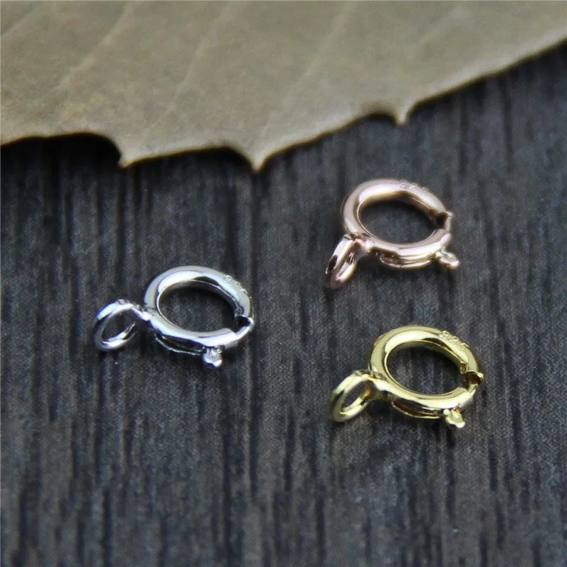 

Y0072 Pure S925 Sterling Silver Accessories DIY Jewelry Findings,Sterling Silver Gold Spring Ring Clasps