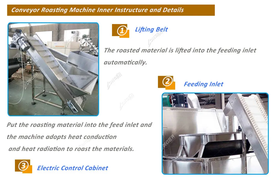 Gas And Electric Model Conveyor Belt Sunflower Seeds Peanut Roaster Nut