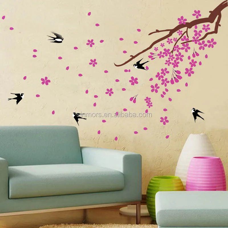 Tree and Swallow decorative wall sticker Eco-friendly PVC Wall Sticker