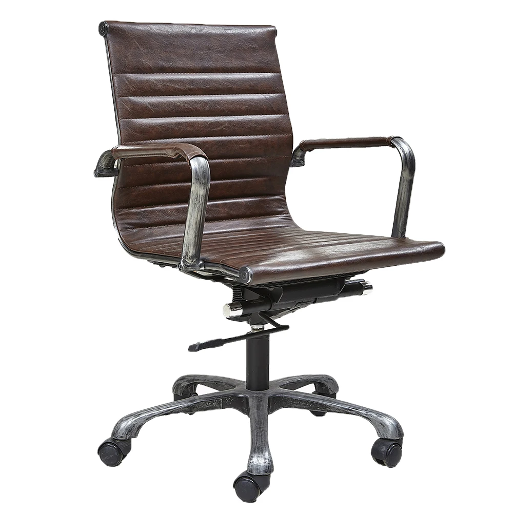 Industrial Iron Base Vintage Leather Office Chair Ergonomic Buy