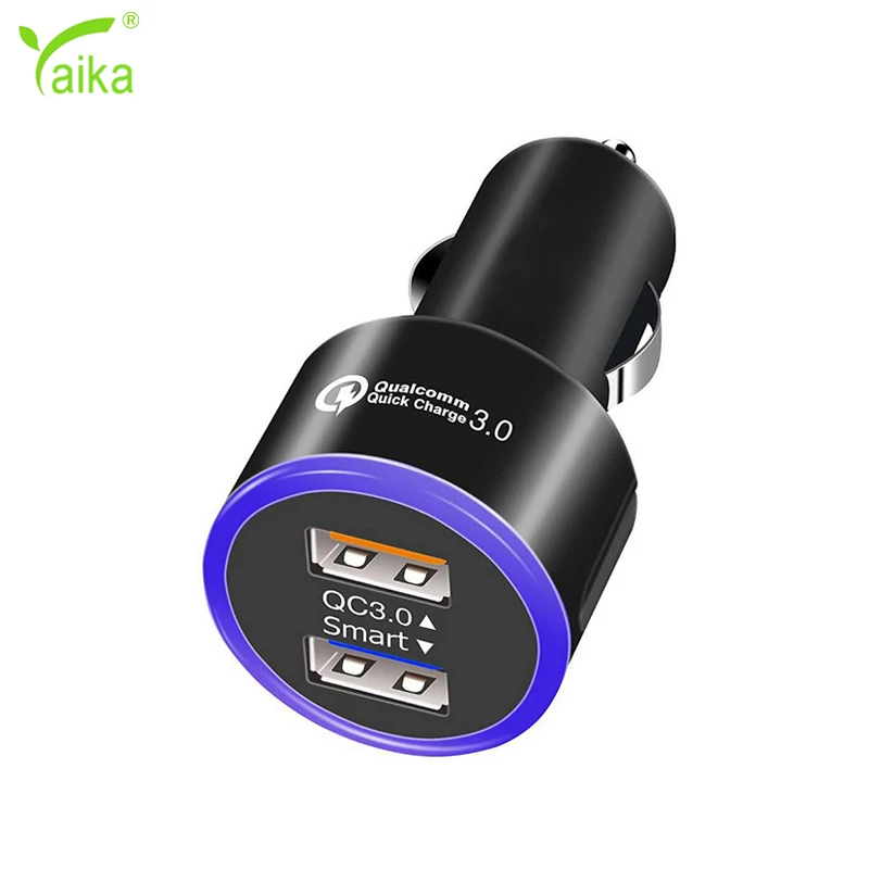 

Qualcomm 3.0 car charger , 5v 3a quick dual usb car charger for cellphone, Black