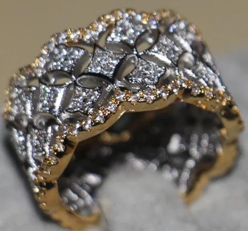 

Pave set luxury AAA zircon CZ Gold Stars Engagement Wedding Band Ring for women jewelry Drop shipping