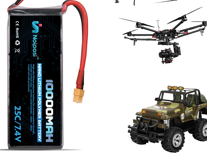 High Capacity Lipo Battery 10000mAh 7.4V 2S 25C 50C RC lithium polymer Battery Pack for Hobby UAV