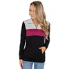 Wholesale New Arrival Long Sleeve Color Block Zip Front Pullover Women