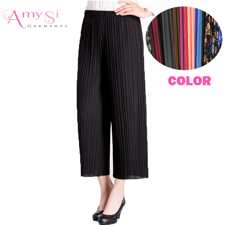 1.86 USD WK007 Factory wholesale elastic waist wide leg fat woman pants, pants women 2018, summer pants women