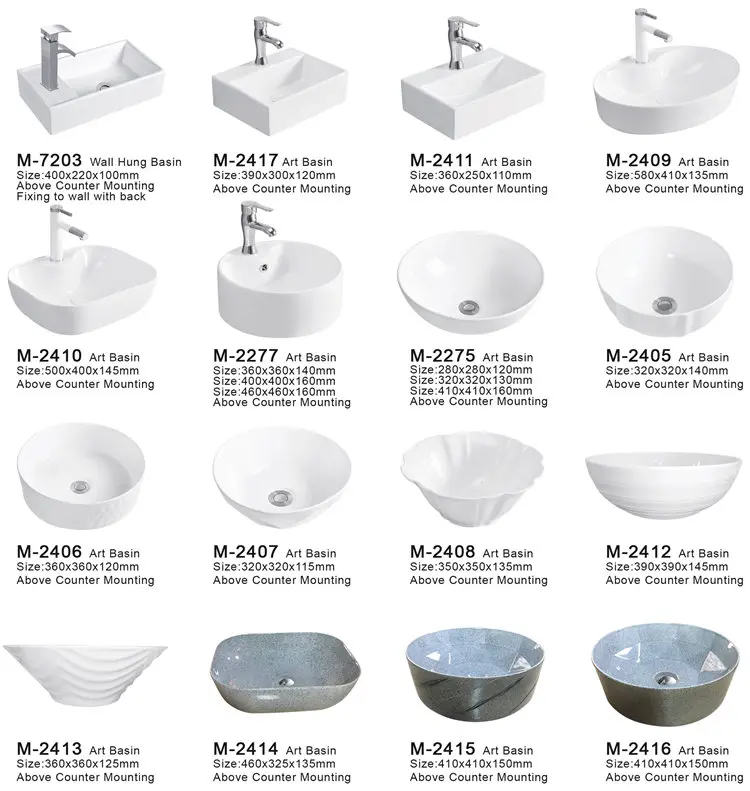 Decorated round bathroom ceramic stone color wash basin