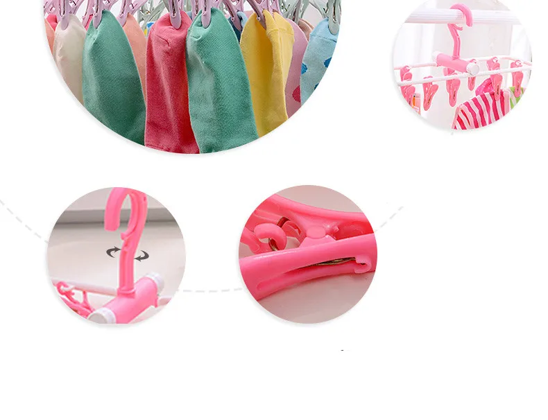 Folding plastic clothes hanger pegs