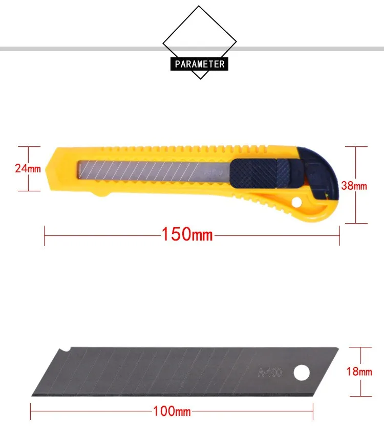 18mm Rubber Cutting Knife With Flexible Snap Wholesale Utility Knife