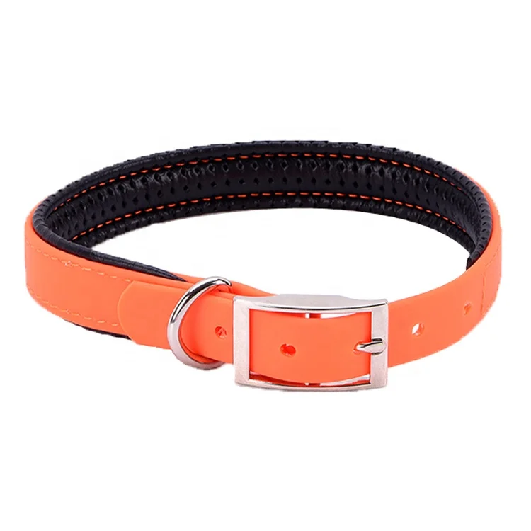 

New Design Adjustable PVC Dog Collar, Soft Vinyl Coated webbing Dog Collar, Dogs Accessories in China, Orange,red,yellow,etc