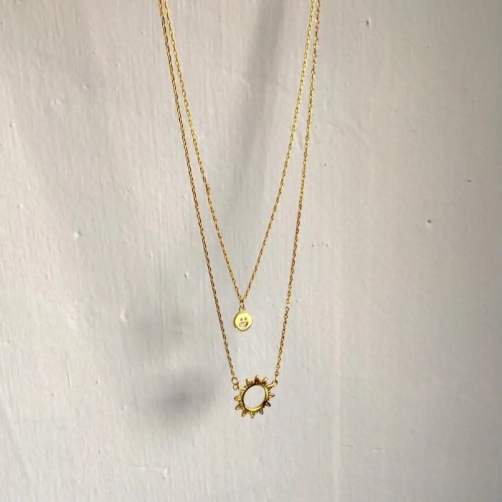 

Sun & smile choker layer necklace gold plated jewelry necklace, Picture