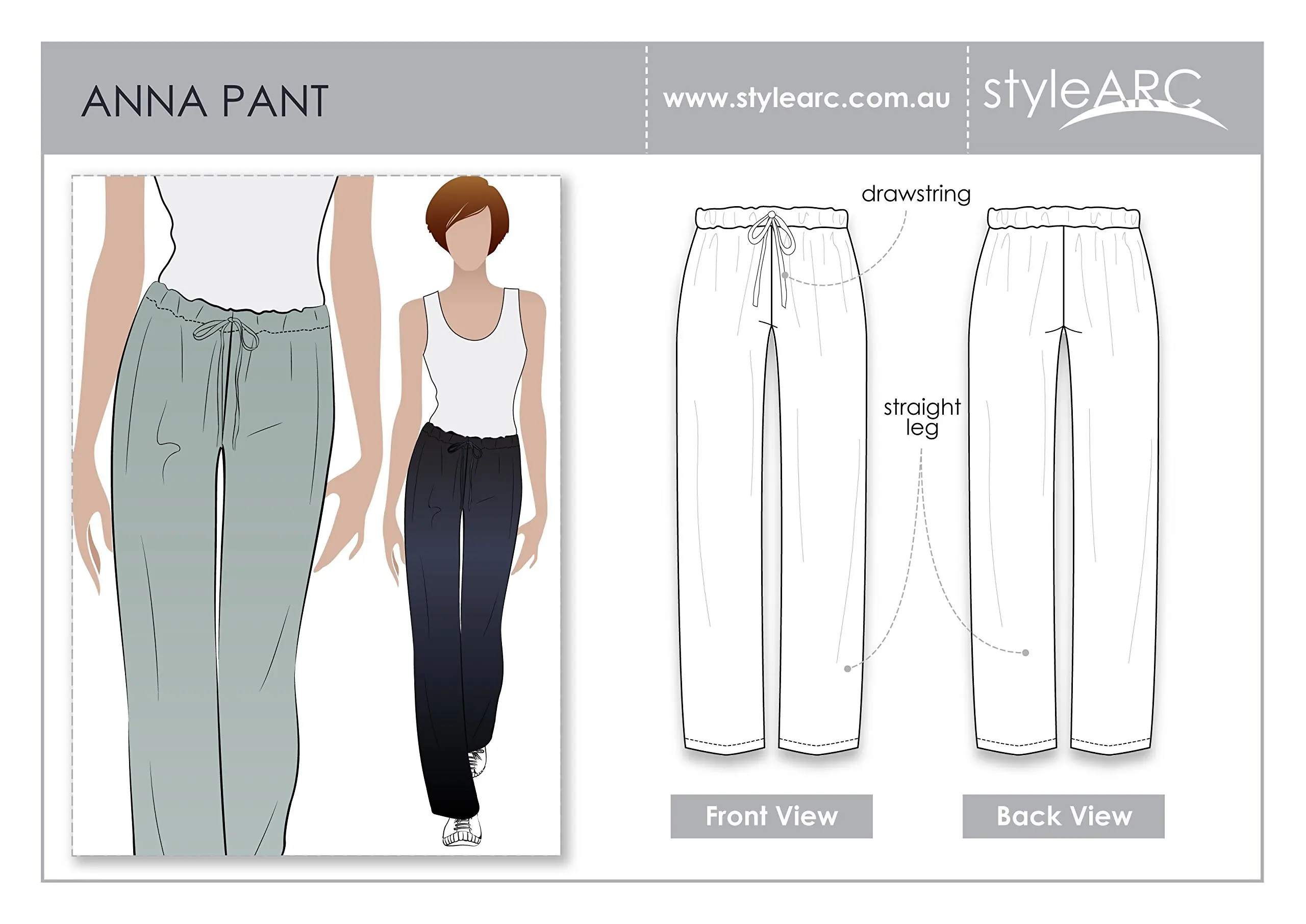 Daisy Designer Pant - Click for Other Sizes Available Sizes 04-16 Style Arc Sewing Pattern 