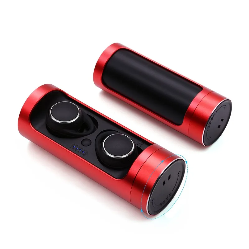

V5.0 IPX6 wireless earbuds waterproof sport wireless earphone with rotation charging case, Black, white, red