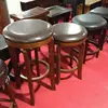 Solid wood antique round upholstered cushion Bar stool 29in