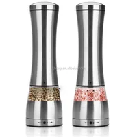 

2-Pack Stainless Steel Electric Pepper Mill and Salt Grinder Automatic salt and pepper grinder set