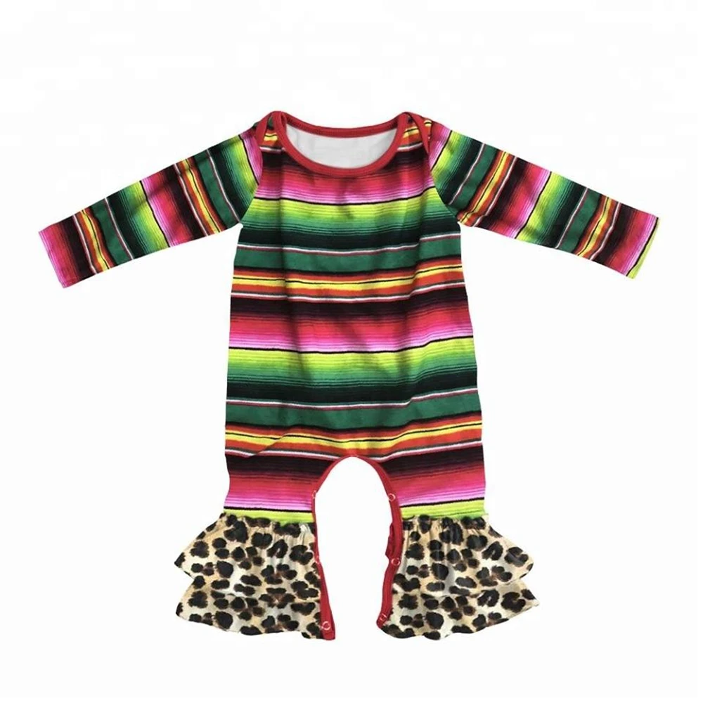 

ruffle print sleeping rompers Mexican Serape rompers toddler's stripe cotton jumpsuits