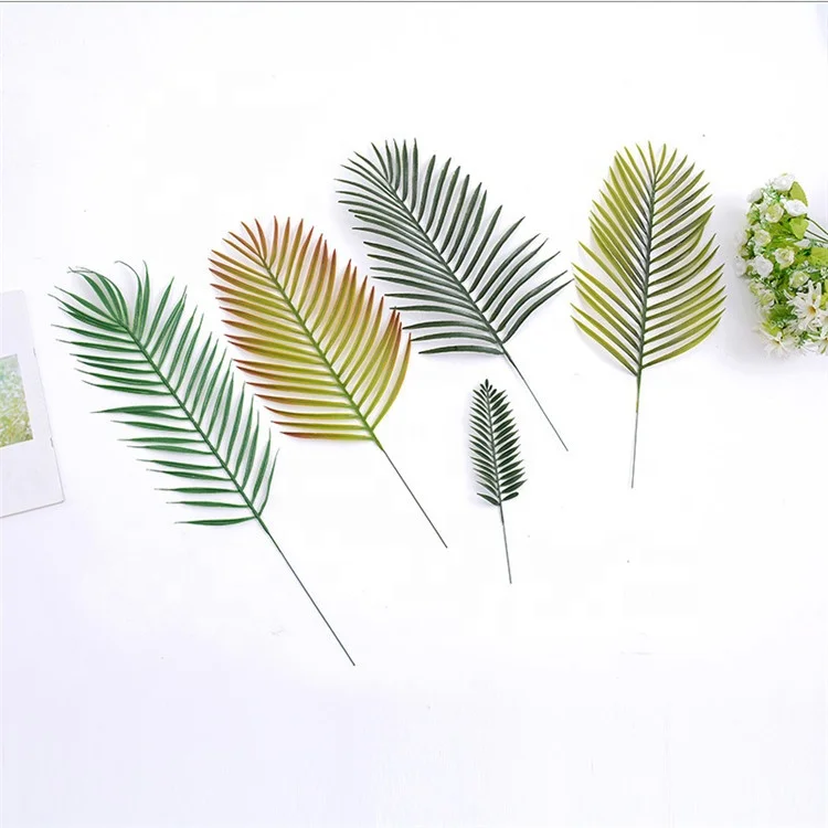 

V-3201 Wholesale Plastic Tropical Artificial Palm Leaves For Indoor Decoration, Green