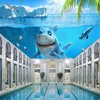 Beautiful 3D sky stretch ceiling films with chandeliers for kid's room ceiling decoration