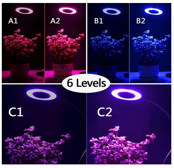 10w Grow Lamp for Indoor Plants Growth and Flowering with Flexible 360 Degree Rotation Gooseneck, Irony Clip and On/Off Switch