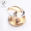 Classic Rosette with Round Clear Crystal Glass Door Knob,Polished Brass