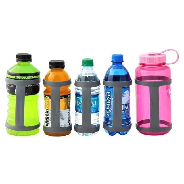

Manufacturers Silicone Water Bottle Carrier Grip Bottle Band Holder Strap, Pantone color anti-slip water bottle holder strap band handle