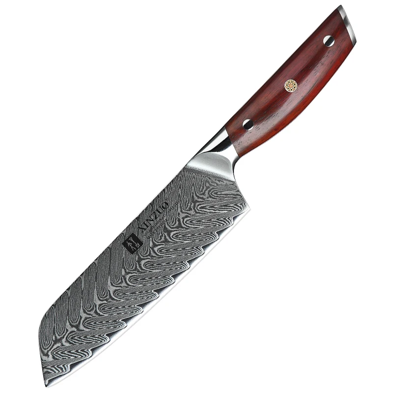 

XINZUO Hot sale 7 Inch Japanese Damascus Steel Rosewood Handle Professional Kitchen Santoku Knife