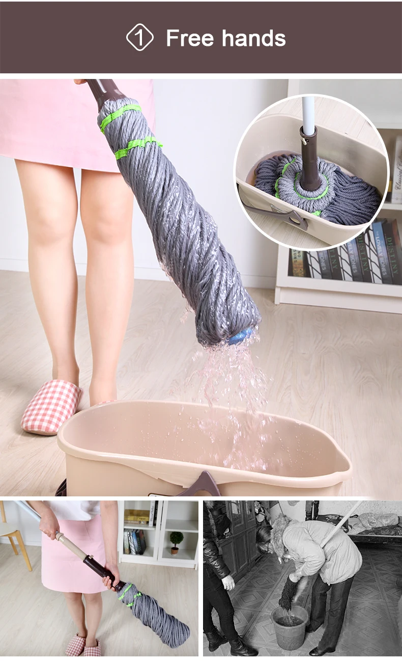 High Quality Hands Free Twist Mop with Microfiber Mop Head Wholesale Cheap Flat Dust Mop
