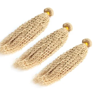 20 kinky curly 613# color blonde hair 10A Grade virgin brazilian human hair