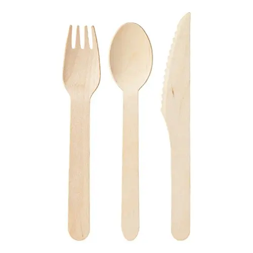 Disposable Wooden Cutlery Set- Eco Friendly Biodegradable Compostable| 100% Natural Birchwood Cutlery