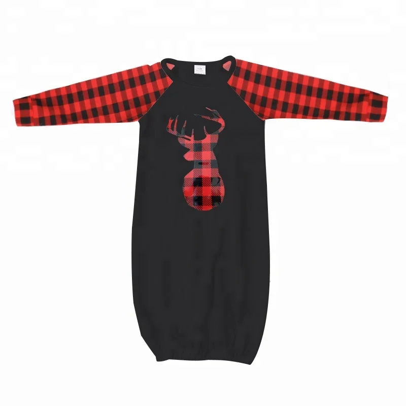 

Baby Designers Clothes Long Sleeve Red And Black Lattice Deer Printed Boutique Baby Sleeping Bag, Many prints for your choice