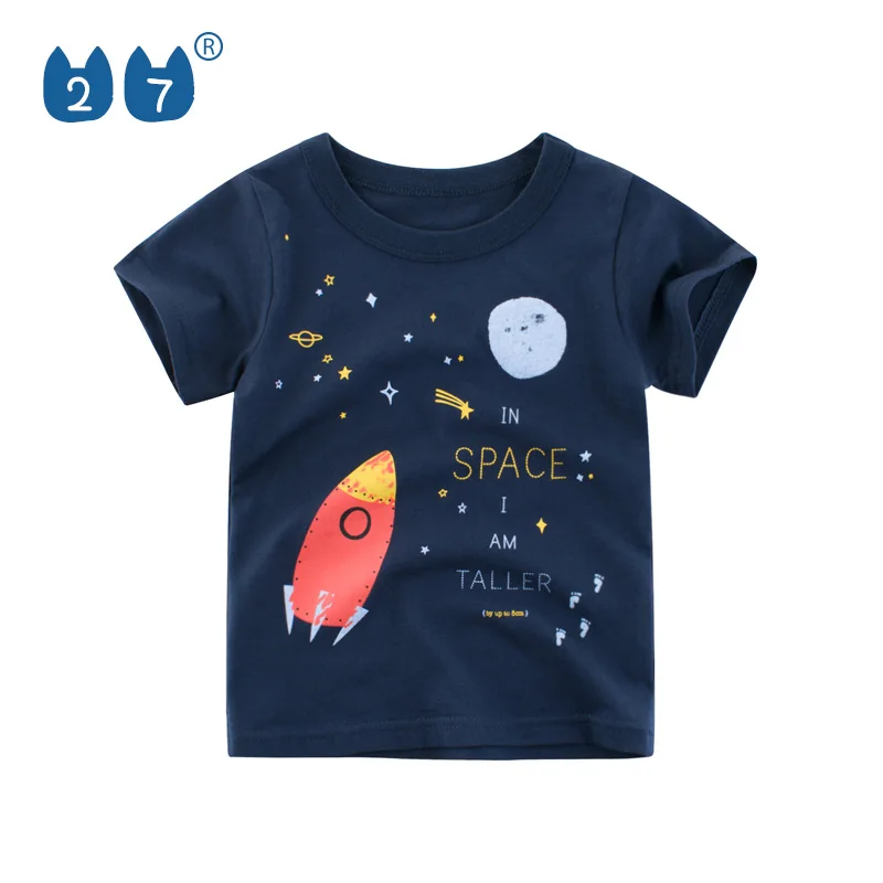 

Zhongshan factory wholesale kids boys England style summer shirts with spaceship print