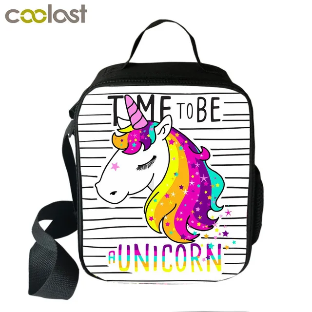 

COOLOST Animal Print Unicorn Lunch Box Children Food Bag for Boys Girls Lunch Bag Women Men Daily Use Best Gift, Black