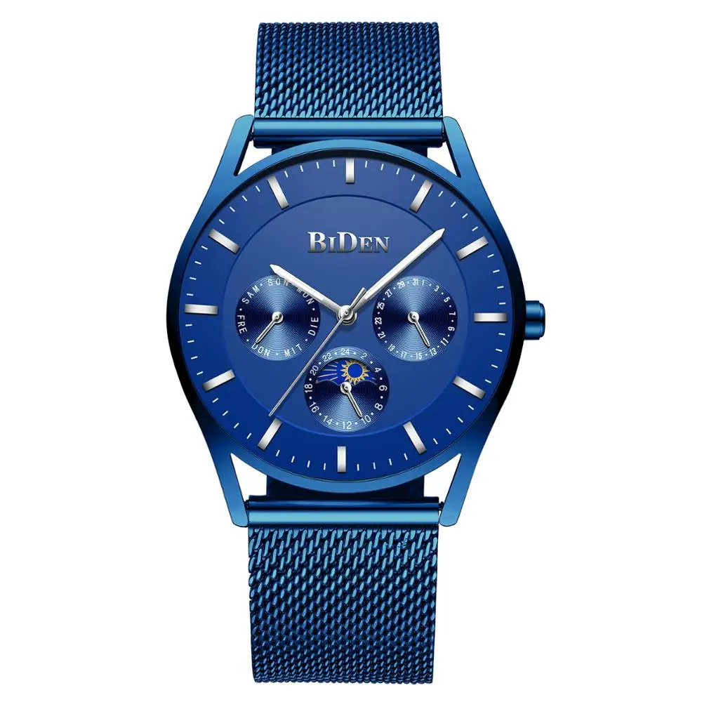 

BIDEN 0122 Men's Fashion&Casual Watch Japan Quartz Movement Stainless Steel Band Business Watch