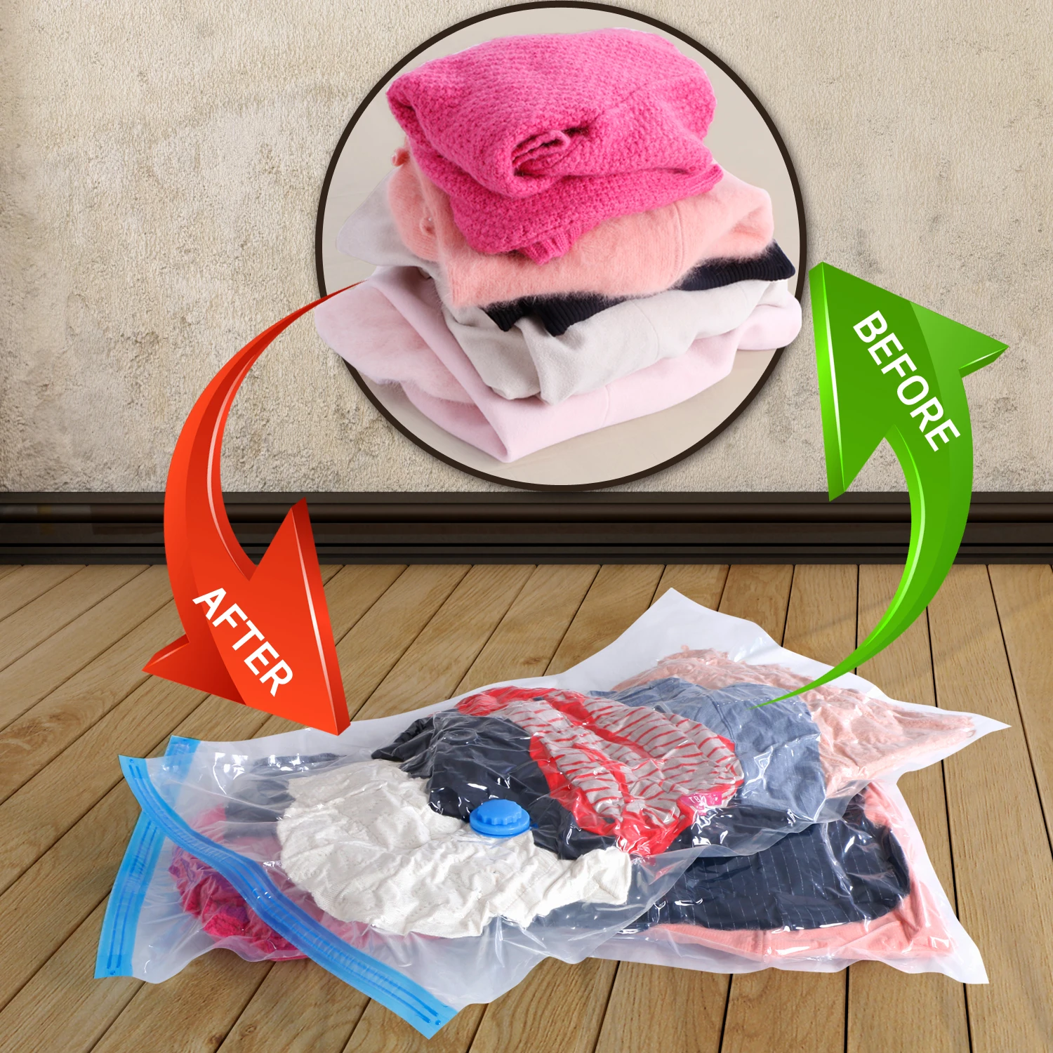 Ecofriendly Clothing Packaging Vacuum Seal Bags Rolls Plastic Blanket