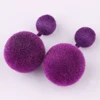16mm hot sale deep purple big ball plush earring stud for ladies