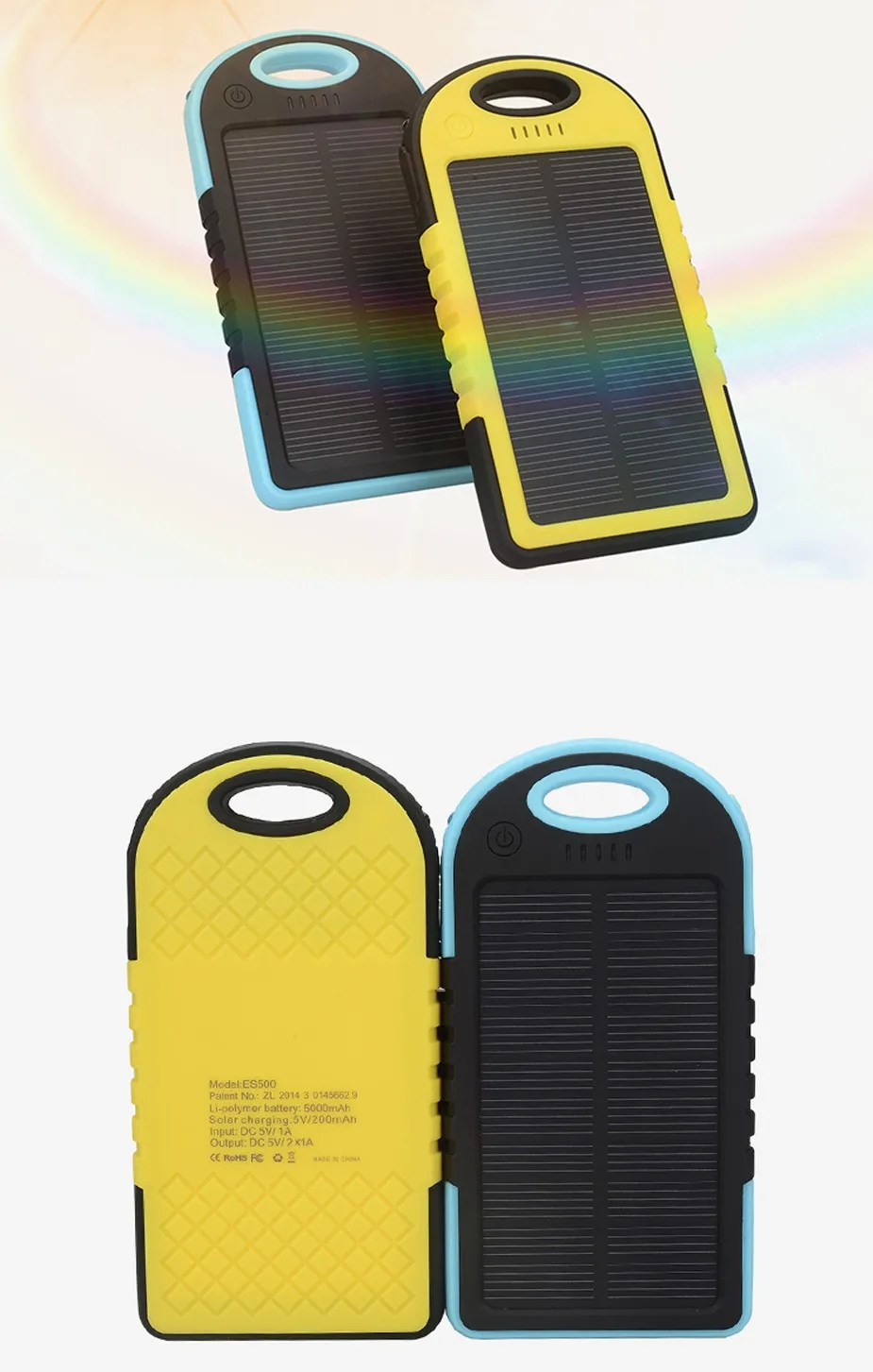 High power converting rate solar charging power bank with waterproof
