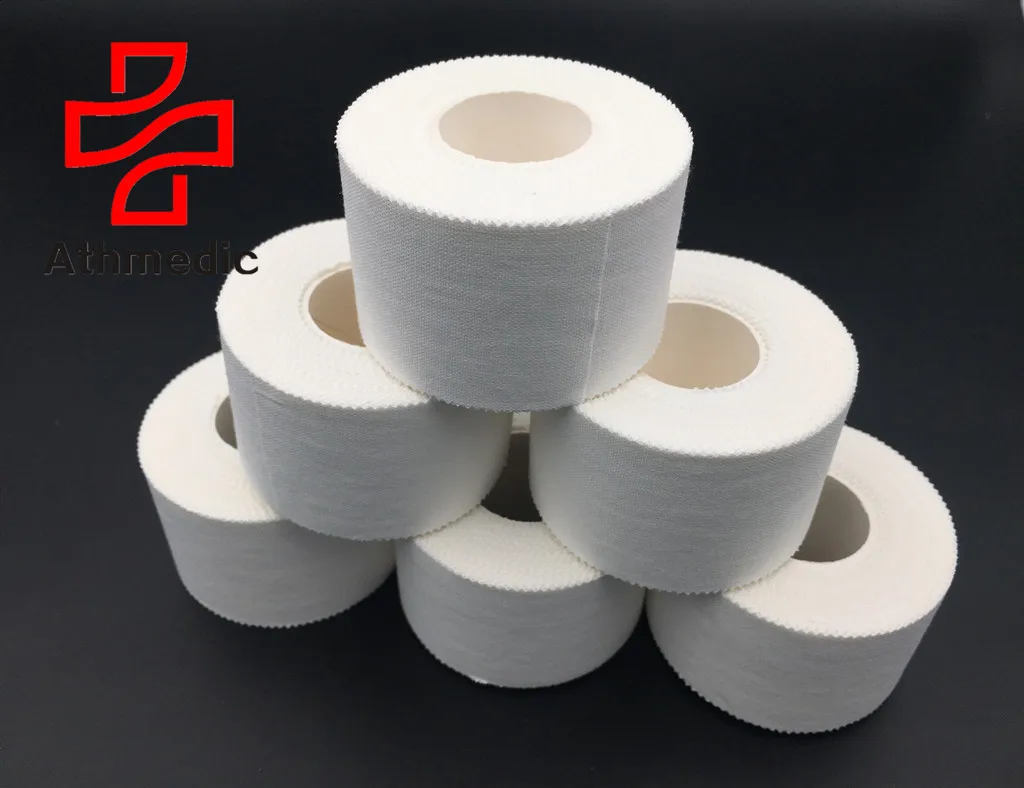 

2021 Athmedic high quality white hand tear athlete Manufacturer 3.8cm 1.5" inch cotton Rigid Tape Rigid Adhesive Sport tape