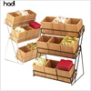 HADI buffet display arabic restaurant dessert box wooden 3 tier display stand for buffet