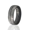 Gentdes Jewelry Black Damascus Ring Acid Etched Wood Grain Damascus Steel Ring