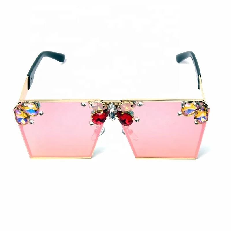 

Fashion Women Sunglasses Luxury Colorful Rhinestone Mirror Pink Sun glasses Vintage Shades Ladies UV400