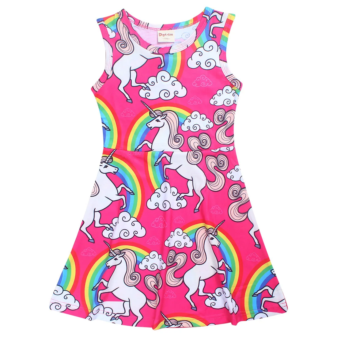 Girls Unicorn Dress Baby Rainbow Dresses Designs Toddler Pleated Skirt ...