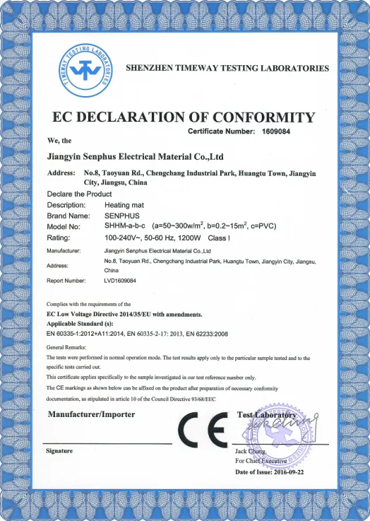 PVC mat CE-LVD Cer.