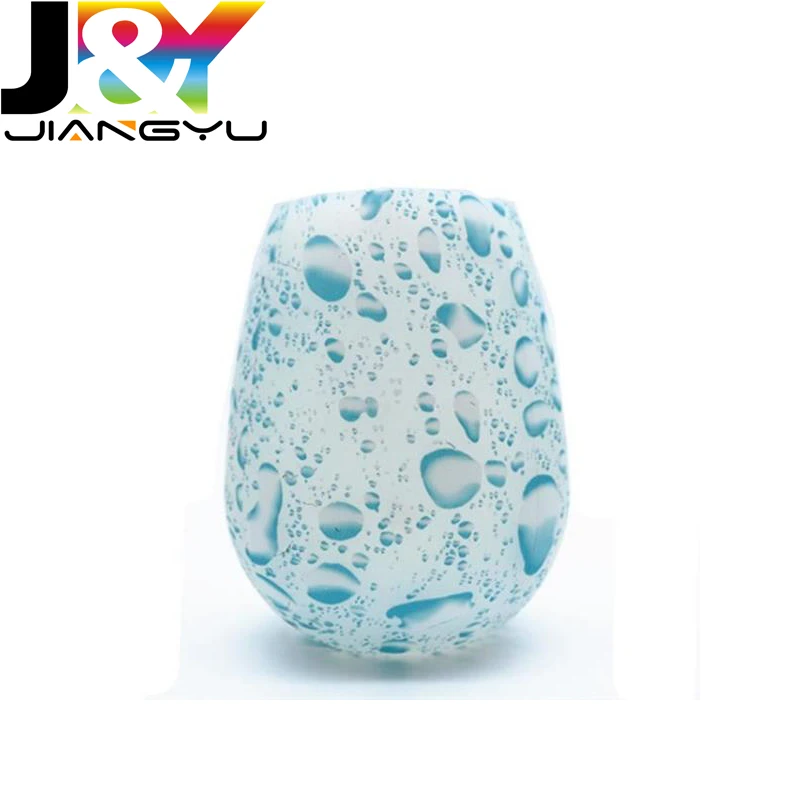 

Full pattern logo print Silicone Wine cup,Unbreakable Stemless Rubber glass