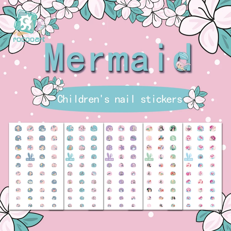 

2019 SE Series of Nail Stickers for Little girls Safe Light 3D Nail Stickers for Mermaid Nail Decal., As pic