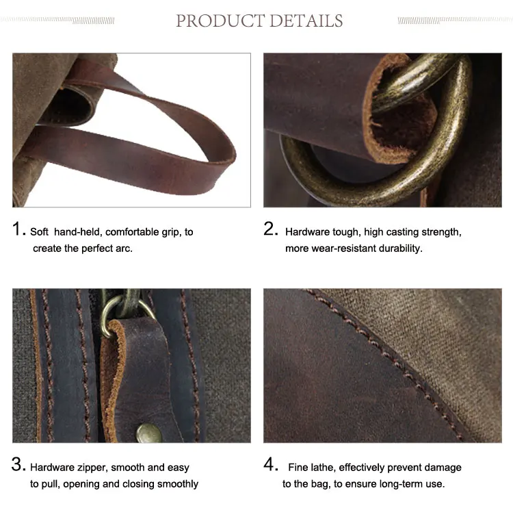 New model outdoor vintage unisex riding waxed water proof canvas backpack back pack bag 2017