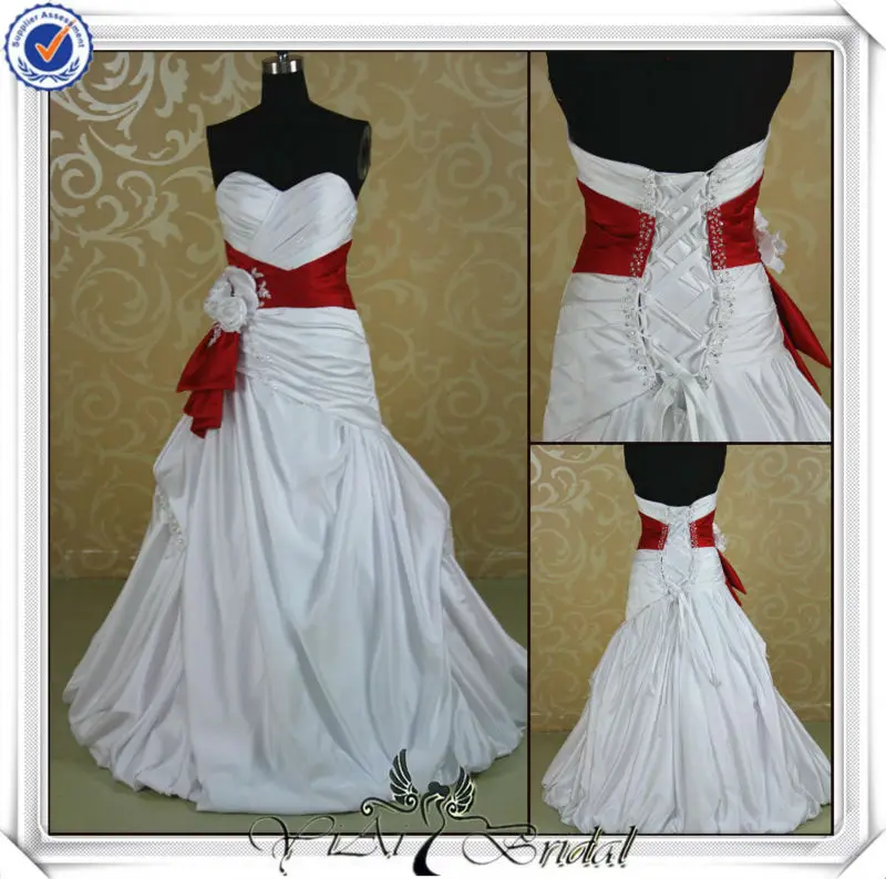 Jj3514 Sweetheart No Train Red And White Wedding Dresses Buy Red
