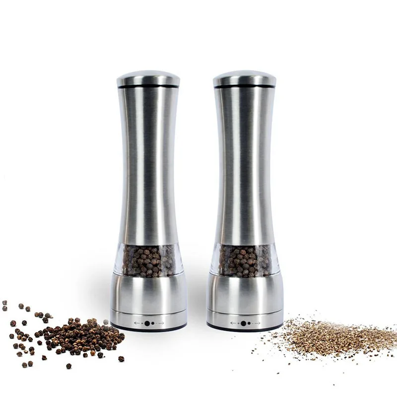 

Wholesale Electric Salt Pepper Grinder Premium Stainless Steel Salt And Pepper Grinder Set, Silver