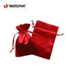 red satin jewelry pouch custom logo printed satin gift drawstring bag