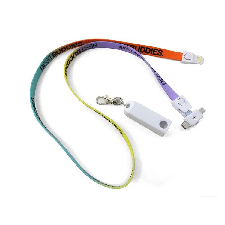 

3 in 1 Functional Charging USB Cable Lanyard, Can customized