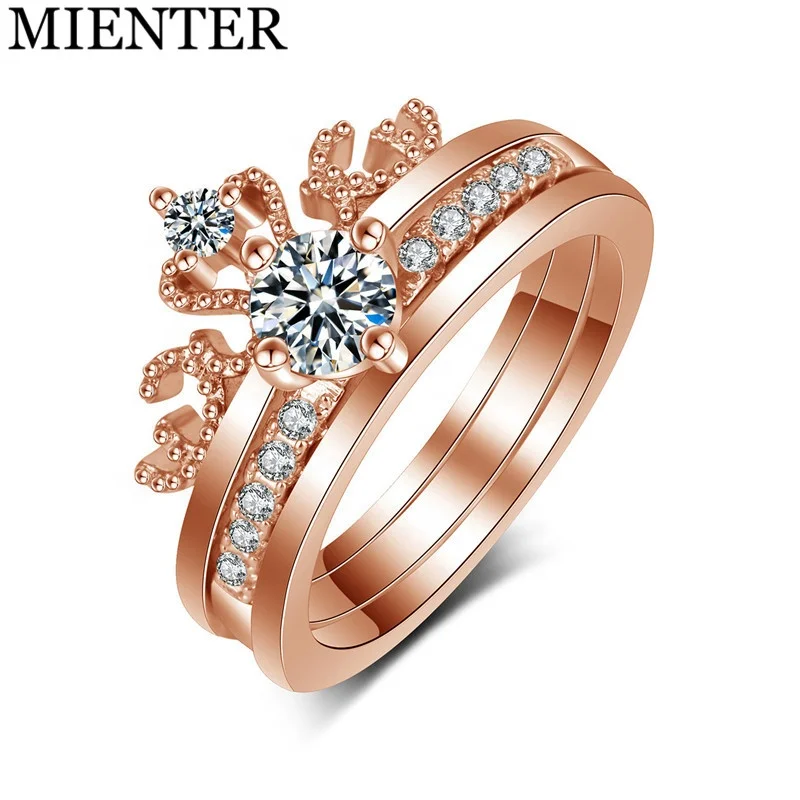 

Noble Design Rose Gold Rings Crown Shaped Wedding Diamond Engagement Ring, Picture